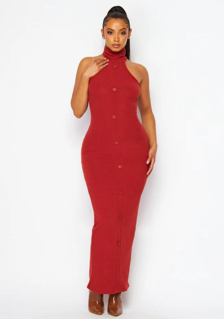 The Diva Wood Button Maxi Dress