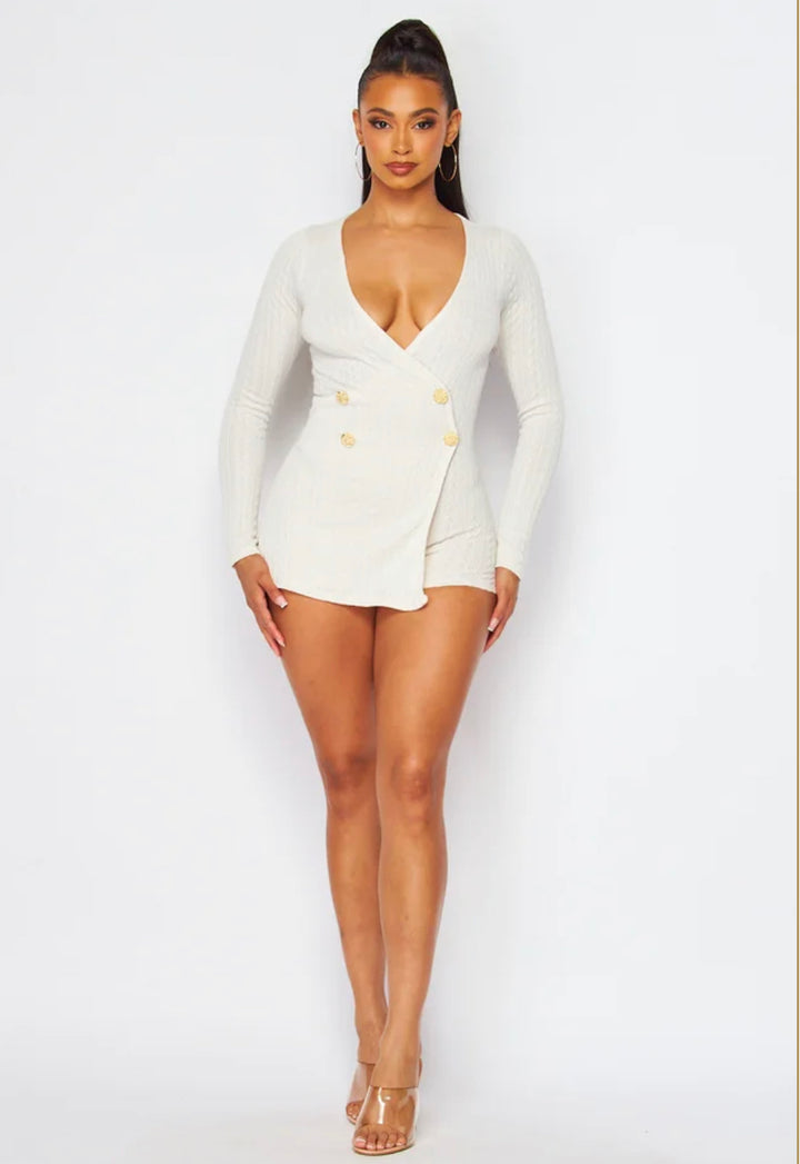 Knitted Gold Button Diva Romper