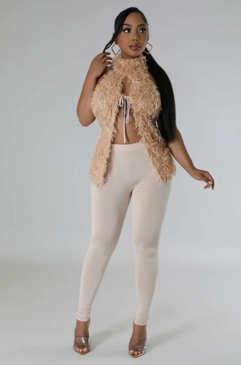 Diva Style Faux Fur Pants Set