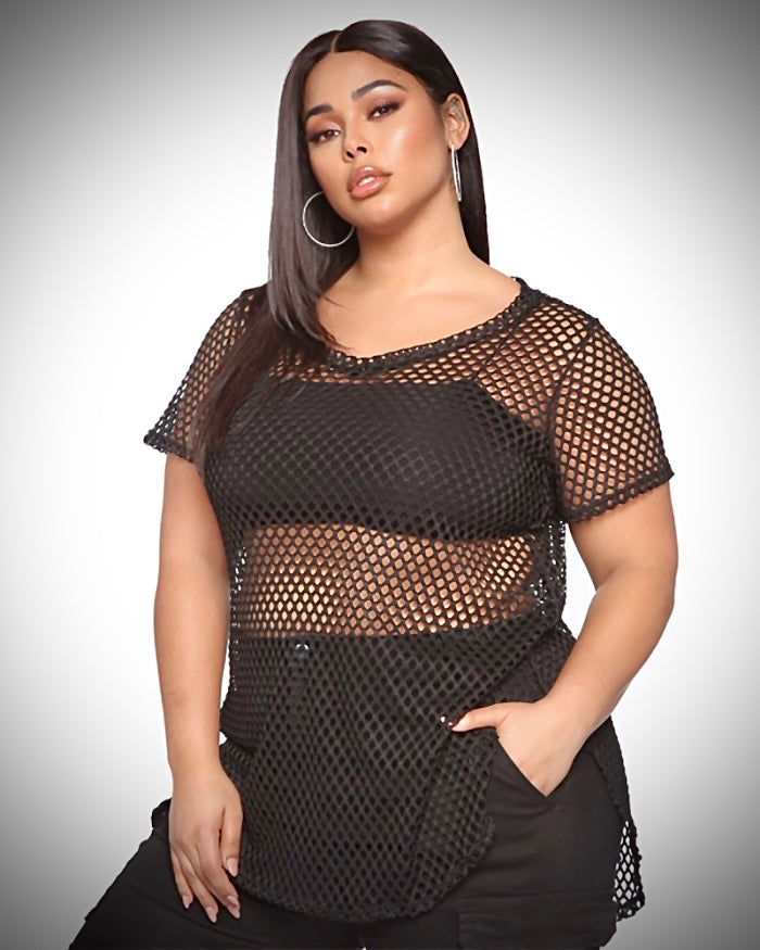 The Black Mesh See Me Top