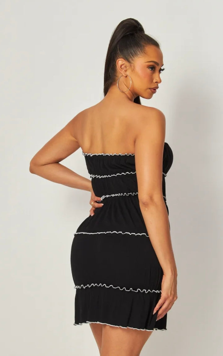 Black Ribbed Tube Dress